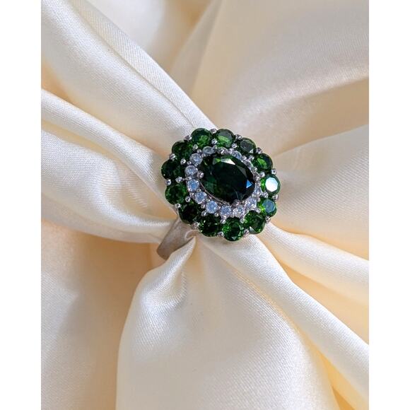 Elegant 925 Silver Chrome Diopside Ring - Size 6.75 - Picture 2 of 6